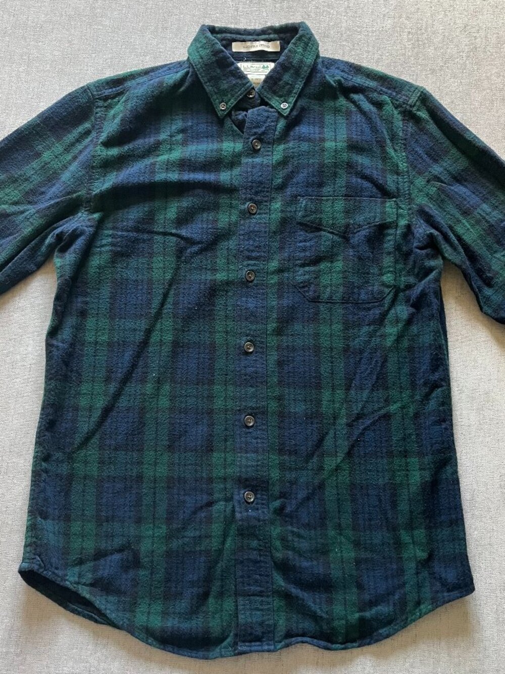 L.L.Bean Flannel Button Down Shirt Men S Reg Blue Green Slightly Fitted Cotton